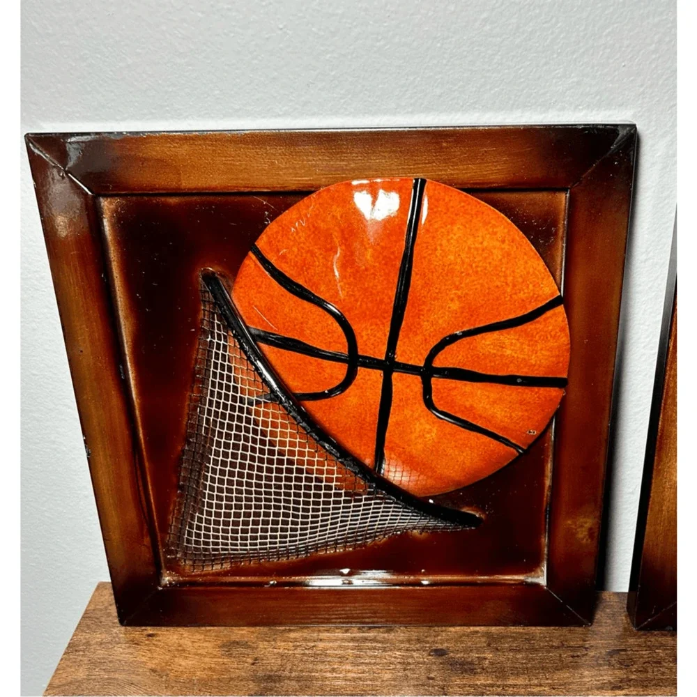 Children’ Room Metal Wall Art- Basketball & Baseball- 12.5”x12.5”